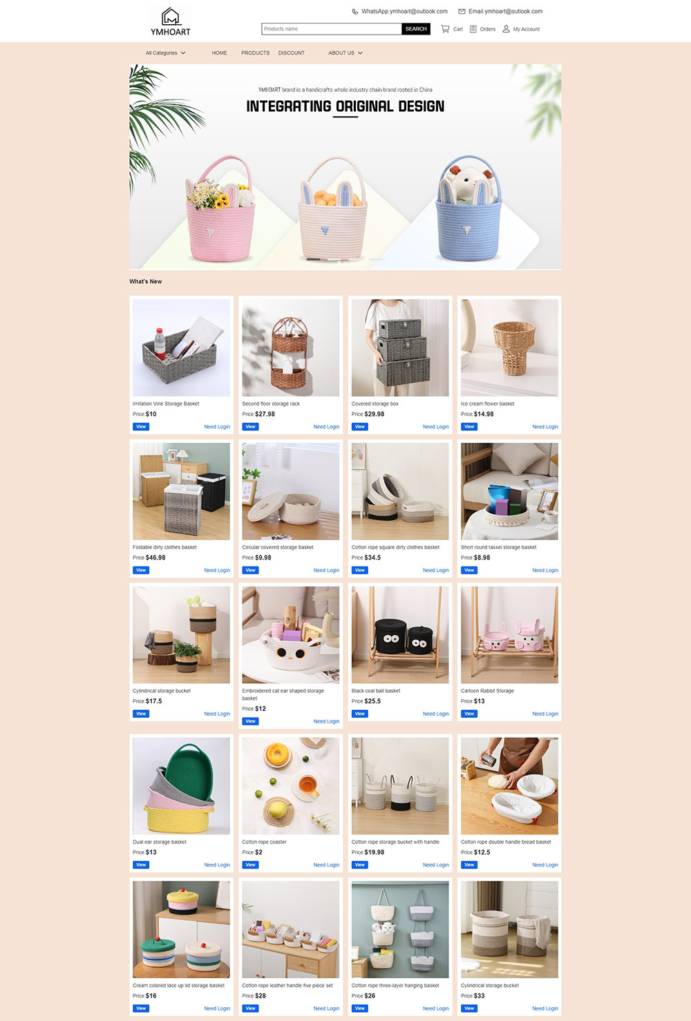 棉绳工艺品外贸网站首页展示